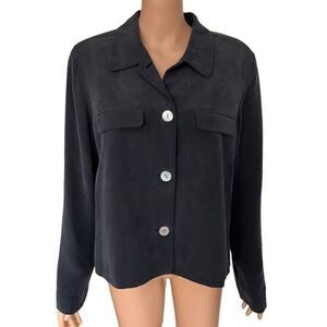 Via Sera vtg black silk jacket size 10.
